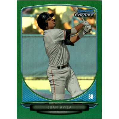 2013 Bowman Chrome Draft Draft Picks Green Refractors #BDPP99 Juan Avila