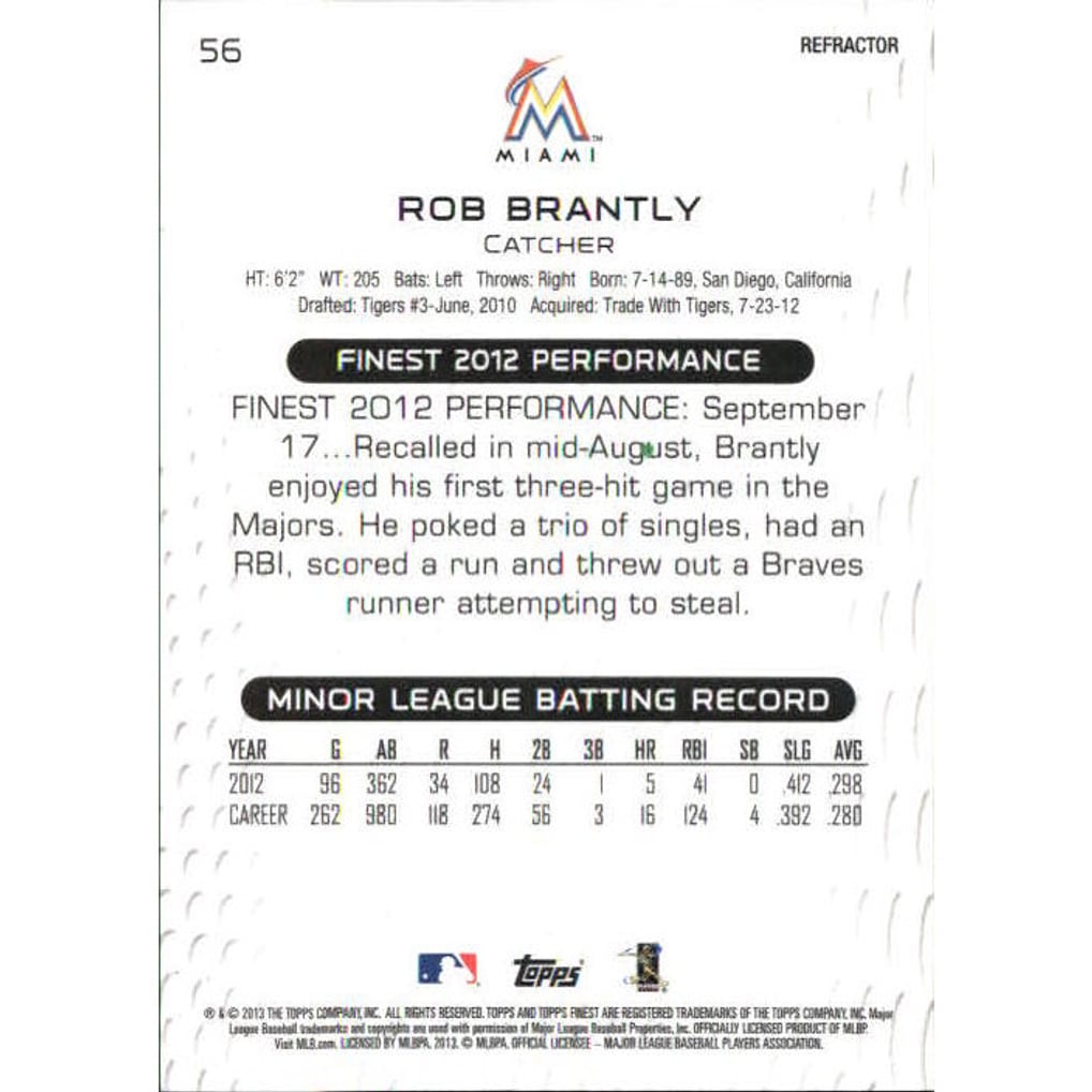 2013 Finest Gold Refractors #56 Rob Brantly