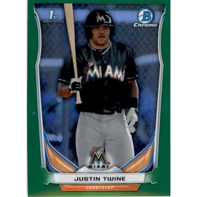 2014 Bowman Chrome Mini Factory Set Green Refractors #208 Justin Twine