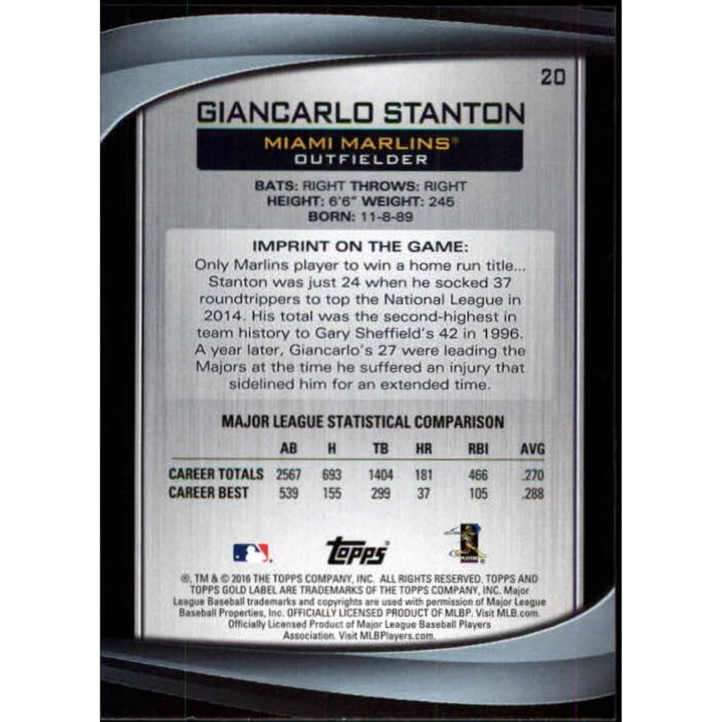2016 Topps Gold Label Class 2 Blue #20 Giancarlo Stanton