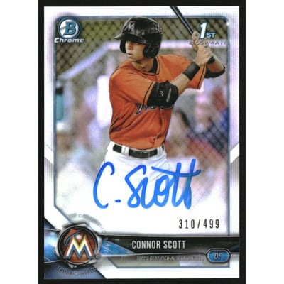 2018 Bowman Chrome Draft Autographs Refractors #CDACSC Connor Scott/499