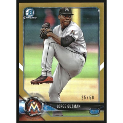 2018 Bowman Chrome Draft Gold Refractors #BDC66 Jorge Guzman