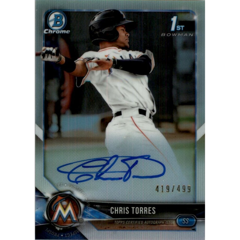 2018 Bowman Chrome Prospect Autographs Refractors #BCPACT Chris Torres