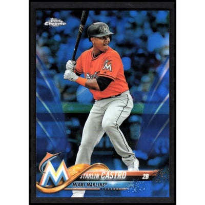 2018 Topps Chrome Blue Refractors #141 Starlin Castro