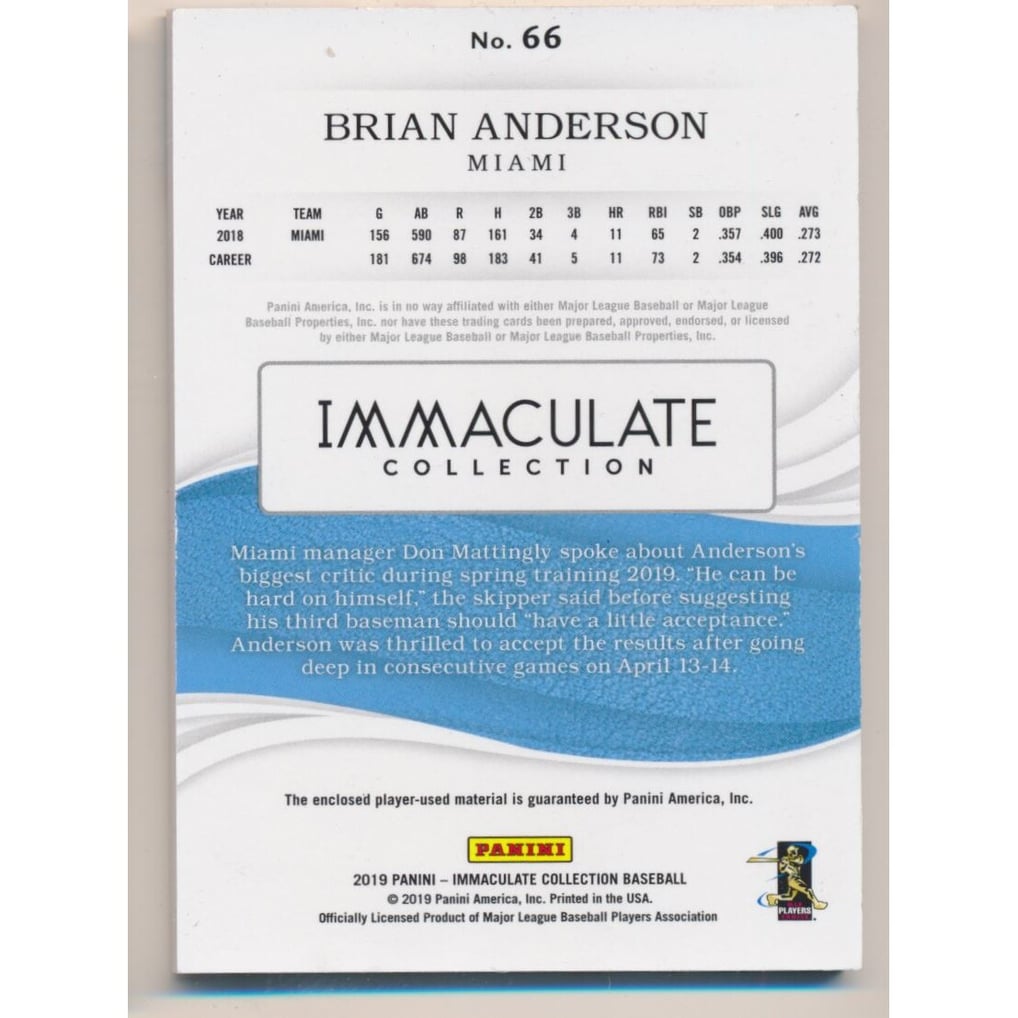 2019 Immaculate Collection Red #66 Brian Anderson/49