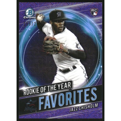 2021 Bowman Chrome Mega Box Rookie of the Year Favorites Purple Refractors #RRYJCH Jazz Chisholm