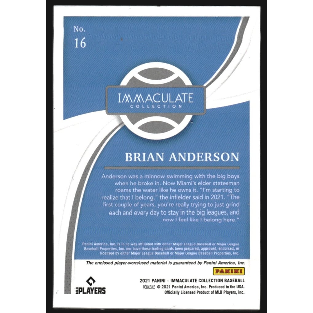 2021 Immaculate Collection #16 Brian Anderson/99