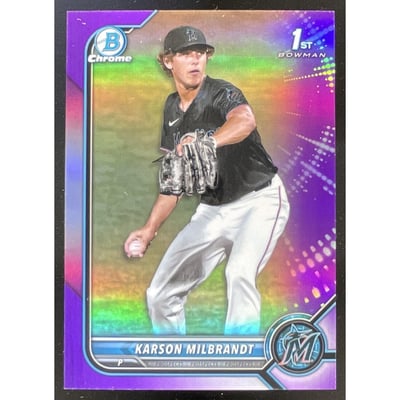 2022 Bowman Draft Chrome Purple Refractor #BDC-87 Karson Milbrandt RC /250