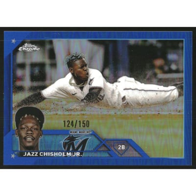 2023 Topps Chrome Blue Refractors #218 Jazz Chisholm Jr.