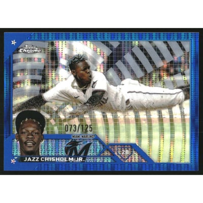 2023 Topps Chrome Blue Sonar Refractors #218 Jazz Chisholm Jr.