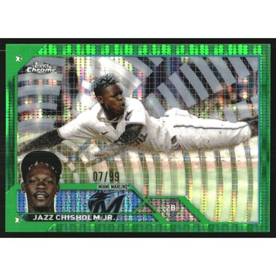 2023 Topps Chrome Green Sonar Refractors #218 Jazz Chisholm Jr.