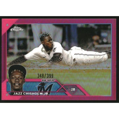 2023 Topps Chrome Magenta Refractors #218 Jazz Chisholm Jr.