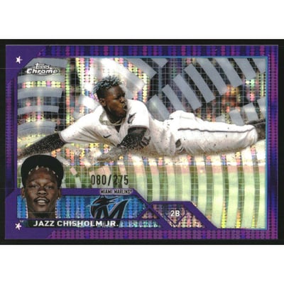 2023 Topps Chrome Purple Sonar Refractors #218 Jazz Chisholm Jr.