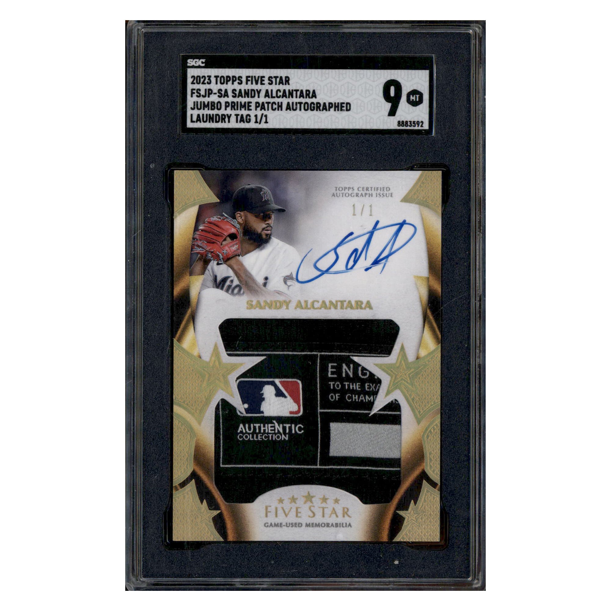2023 Topps Five Star Jumbo Patch Auto Laundry Tag Sandy Alcantara 1/1 SGC 9