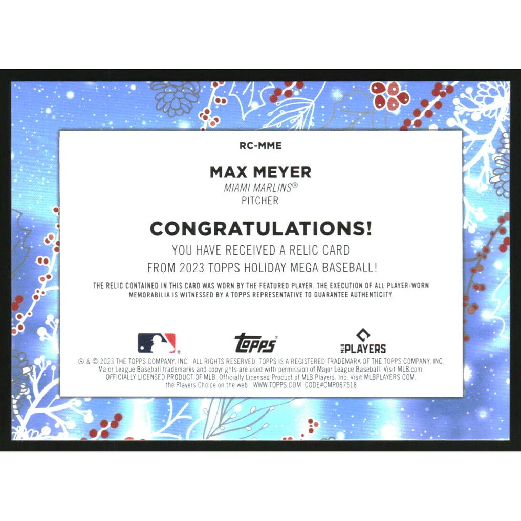 2023 Topps Holiday Relics #RCMME Max Meyer