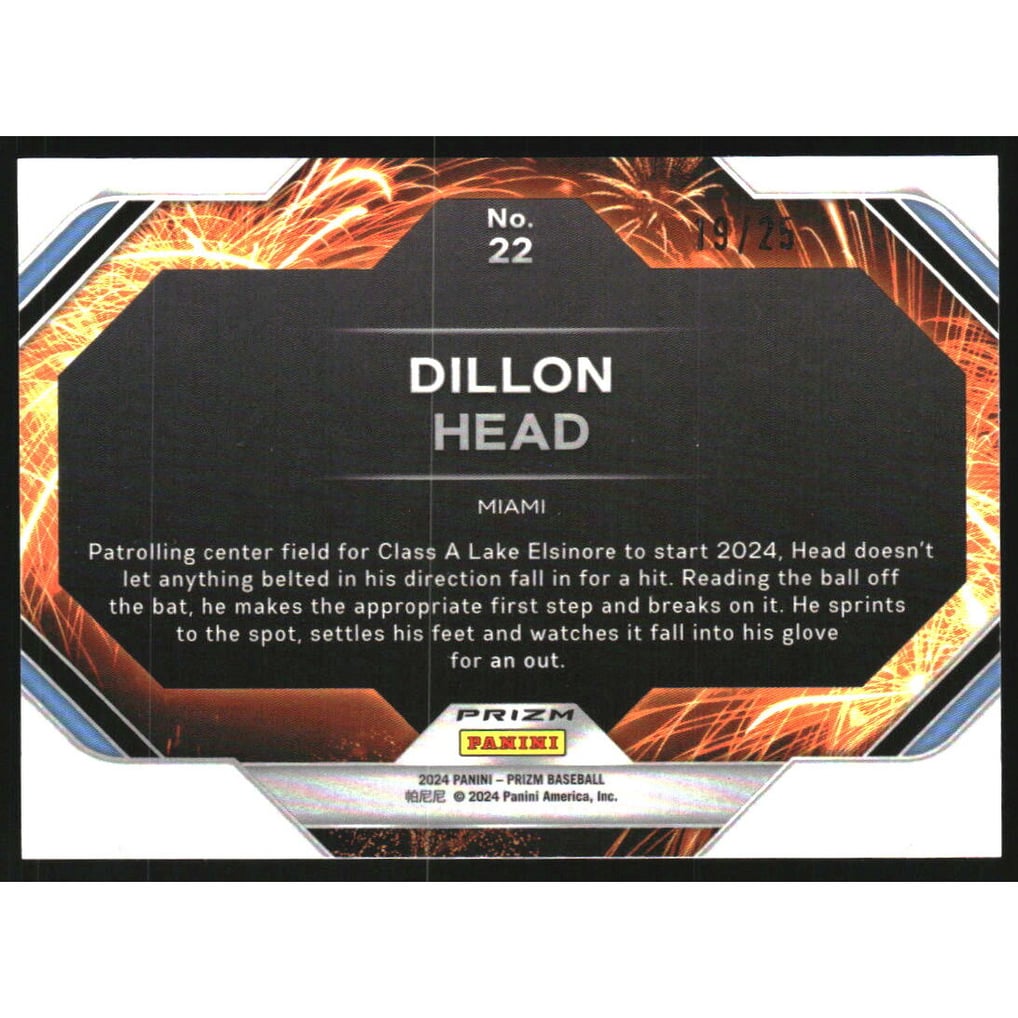 2024 Panini Prizm Fireworks Prizms Green Pulsar #22 Dillon Head