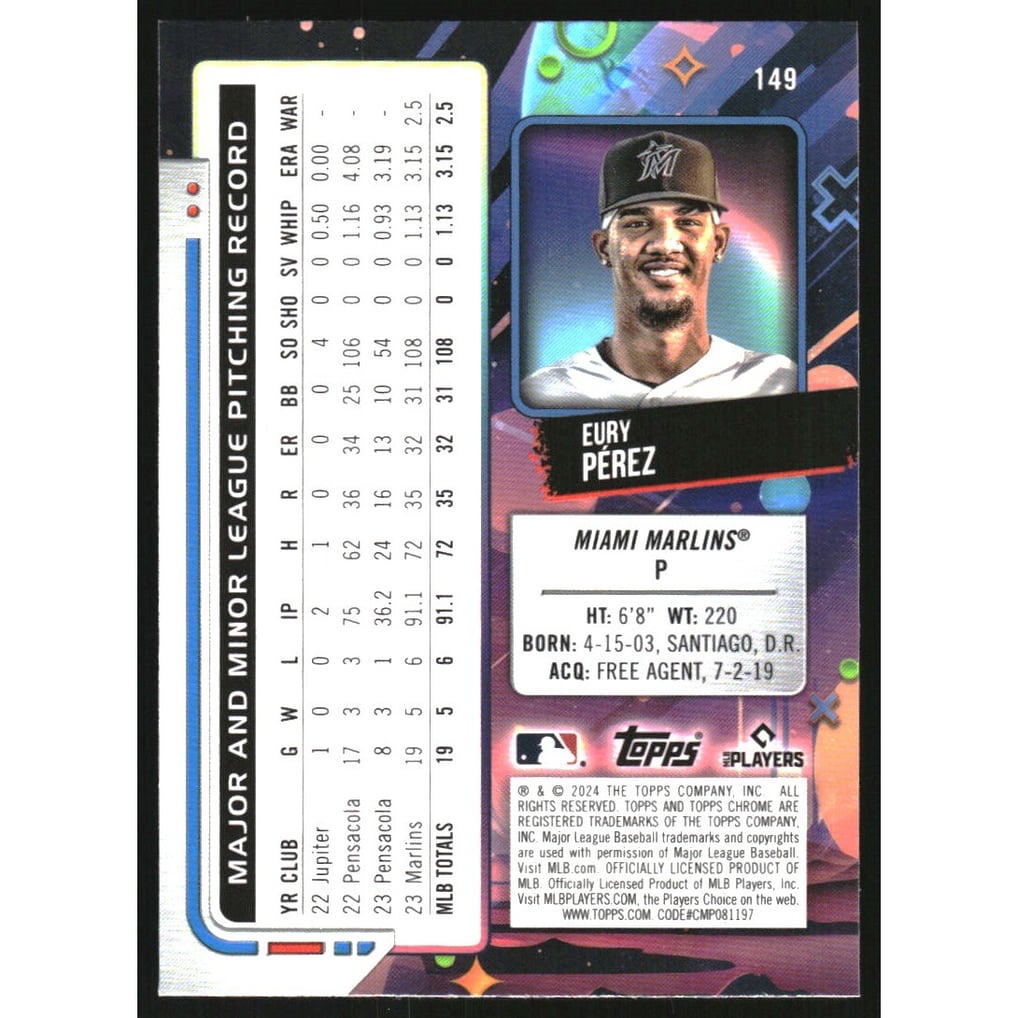 2024 Topps Cosmic Chrome Nucleus Refractors #149 Eury Perez