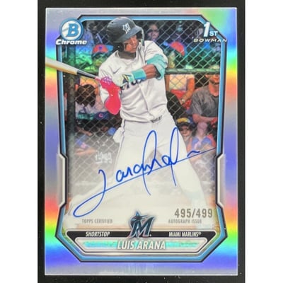 2026 Bowman Chrome Prospect Autograph Refractor #CPA-LA Luis Arana RC Auto /499