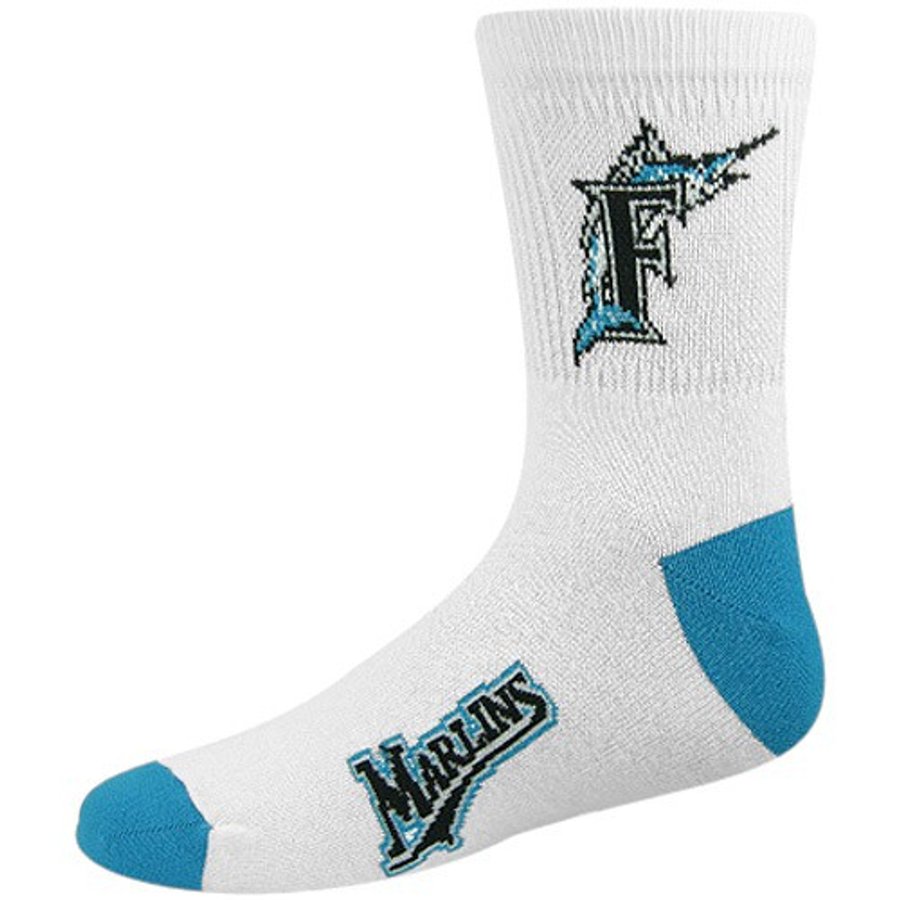 Florida Marlins Youth White Team Logo Crew Socks