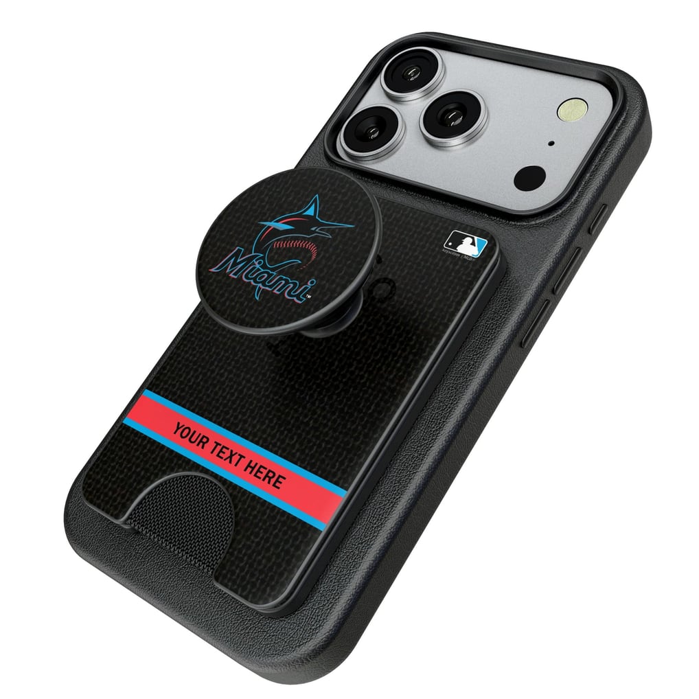 Miami Marlins Keyscaper Personalized Solid PopSockets Magnetic Wallet