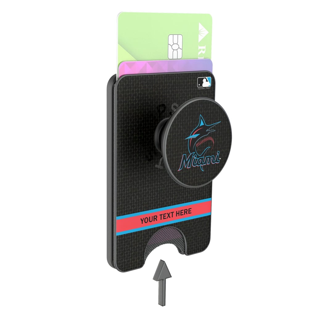 Miami Marlins Keyscaper Personalized Solid PopSockets Magnetic Wallet
