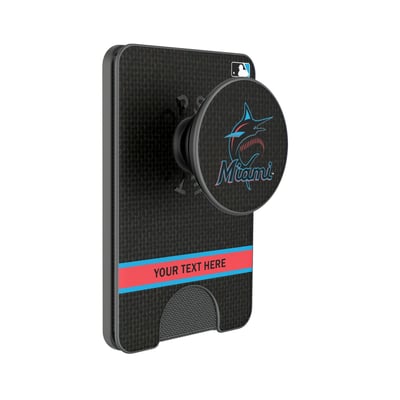 Miami Marlins Keyscaper Personalized Solid PopSockets Magnetic Wallet