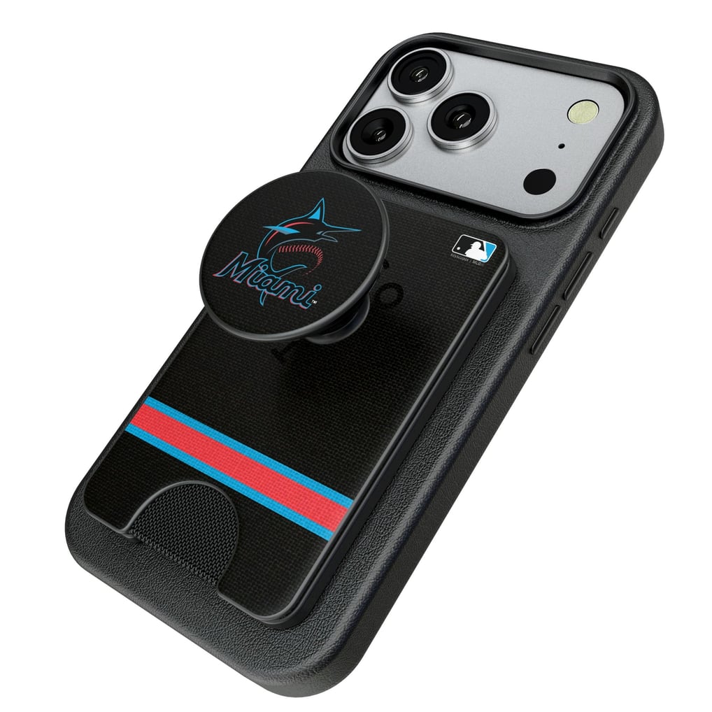 Miami Marlins Keyscaper Stripe PopSockets Magnetic Wallet