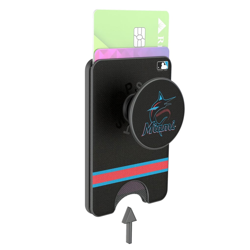 Miami Marlins Keyscaper Stripe PopSockets Magnetic Wallet