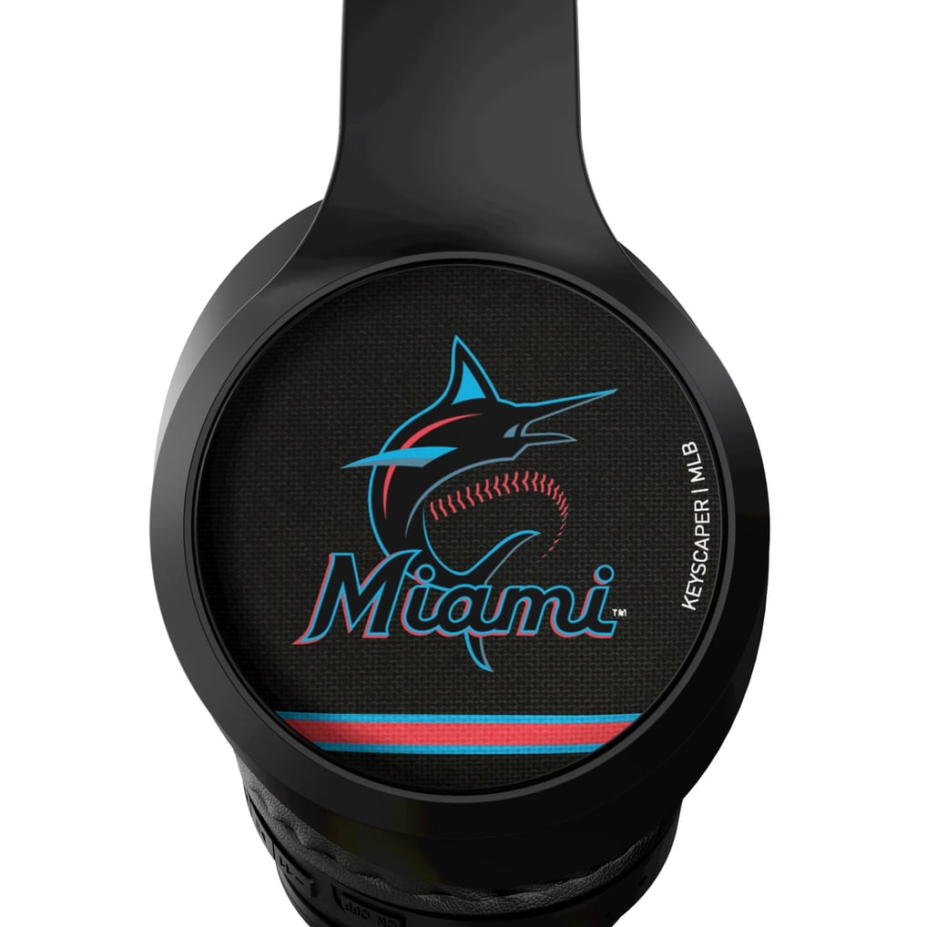 Miami Marlins Keyscaper Stripe Wireless Bluetooth Headphones With Case