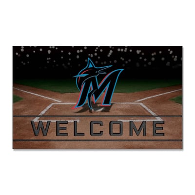 Miami Marlins Logo Brands 18" x 30" Crumb Rubber Door Mat