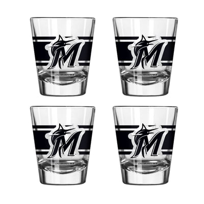 Miami Marlins Logo Brands Four-Piece Stripe Shot Glass Set