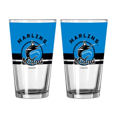Miami Marlins Logo Brands Two-Piece 16oz. Horizon Pint Glass Set