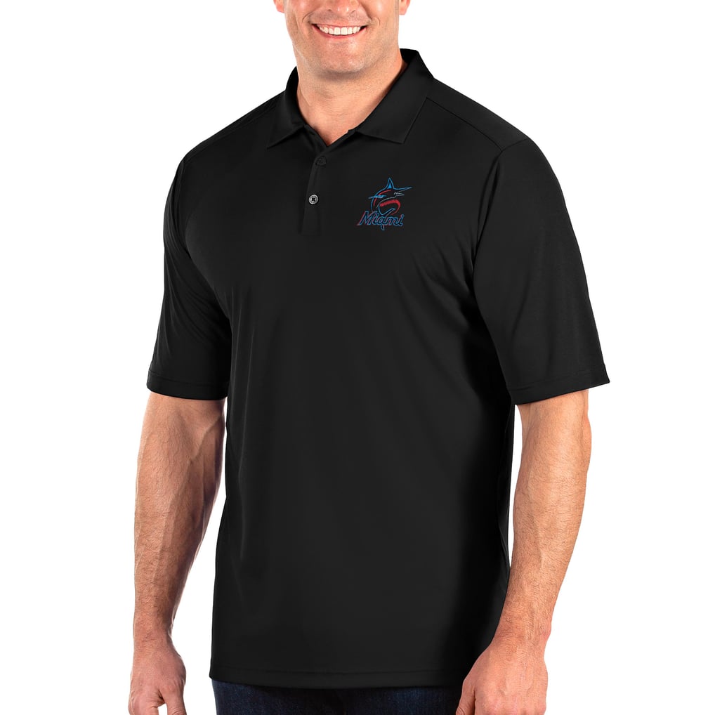 Miami Marlins Antigua Big & Tall Tribute Polo - Black