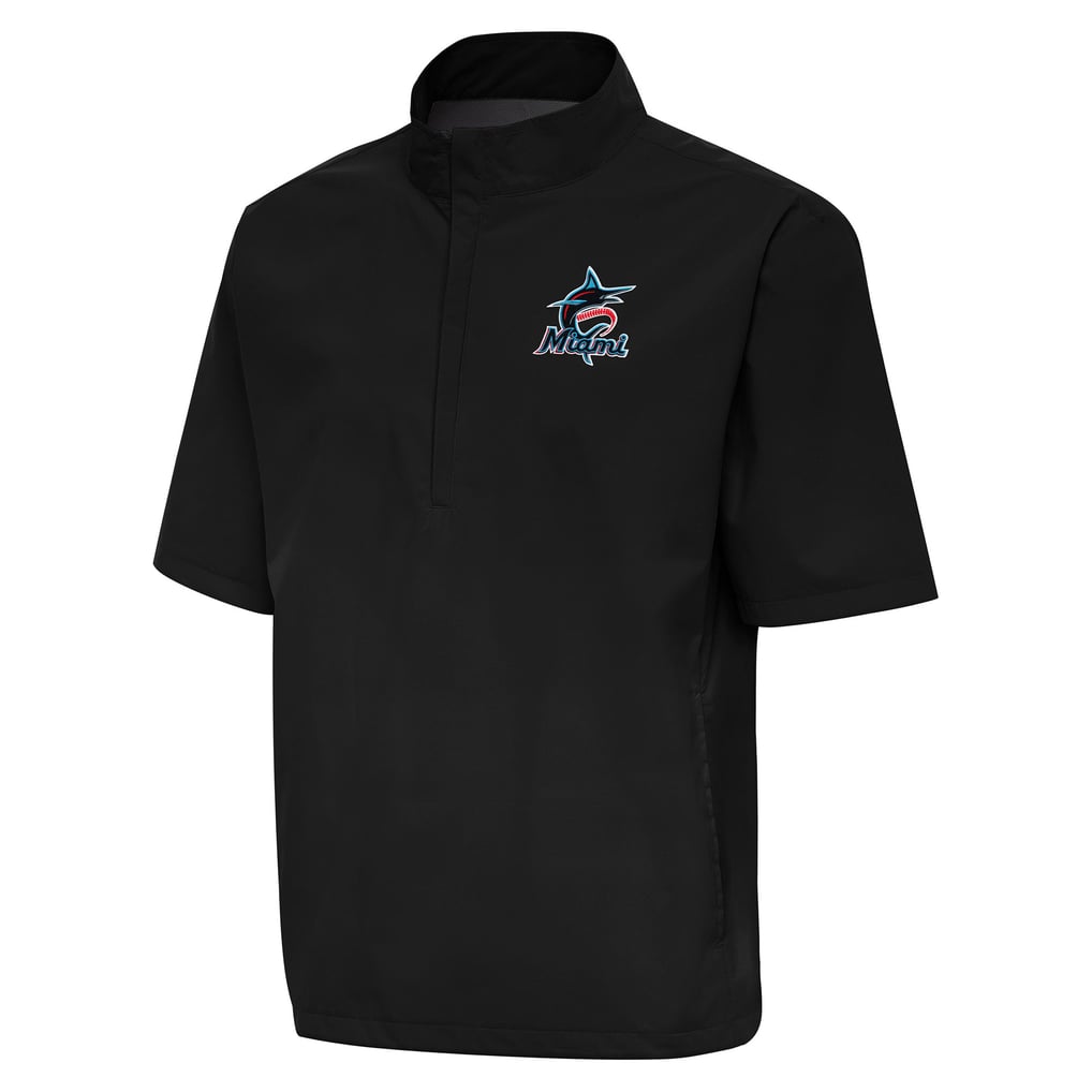 Miami Marlins Antigua Brisk Quarter-Zip Wind Shirt - Black