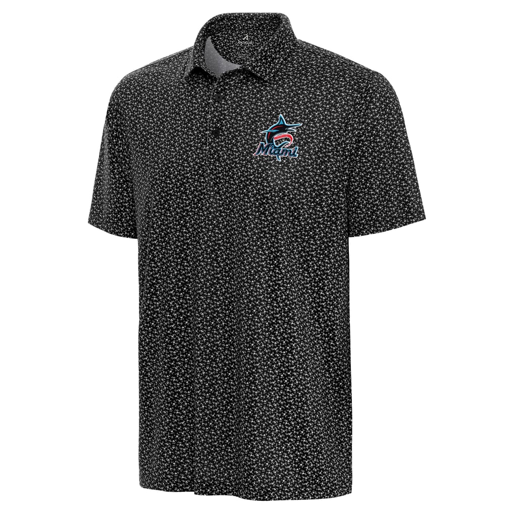 Miami Marlins Antigua Logo Vigorous Polo - Black