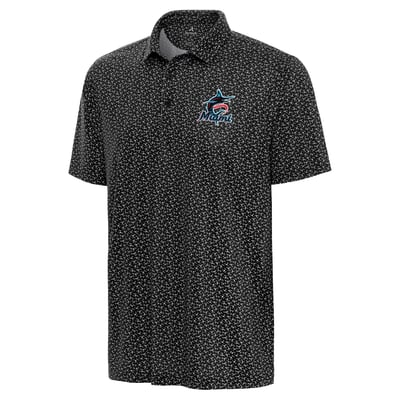 Miami Marlins Antigua Logo Vigorous Polo - Black