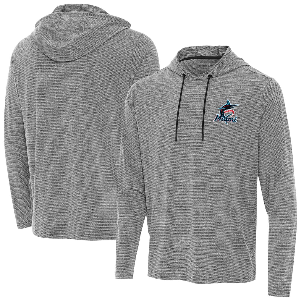 Miami Marlins Antigua Changeover Hoodie - Heather Black
