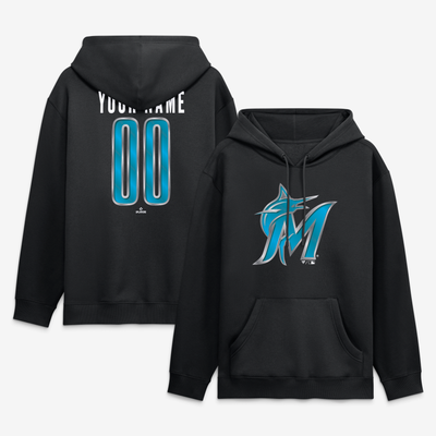 Miami Marlins  Forged Mascot Personalized Name & Number Hoodie - Black