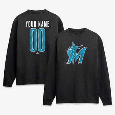 Miami Marlins  Forged Mascot Personalized Name & Number Sweatshirt - Black