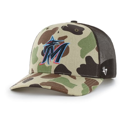 Miami Marlins Carhartt x '47 Duck Adjustable Trucker Hat - Camo