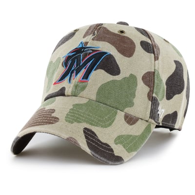 Miami Marlins Carhartt x '47 Duck Clean Up Adjustable Hat - Camo