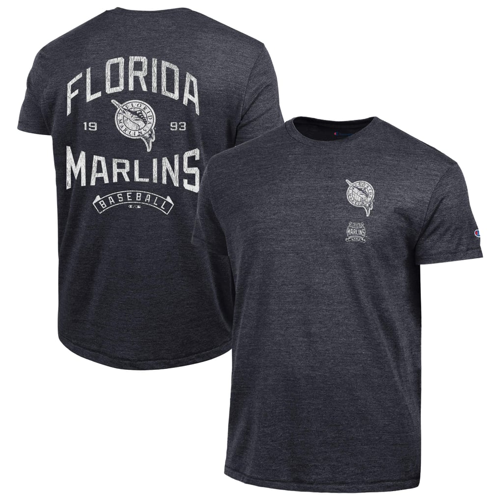 Miami Marlins Champion Vintage 3-Hit Tri-Blend T-Shirt - Black