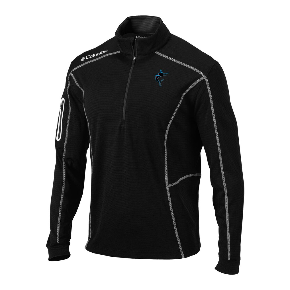  Miami Marlins Columbia Omni-Wick Shotgun Quarter-Zip Pullover - Black