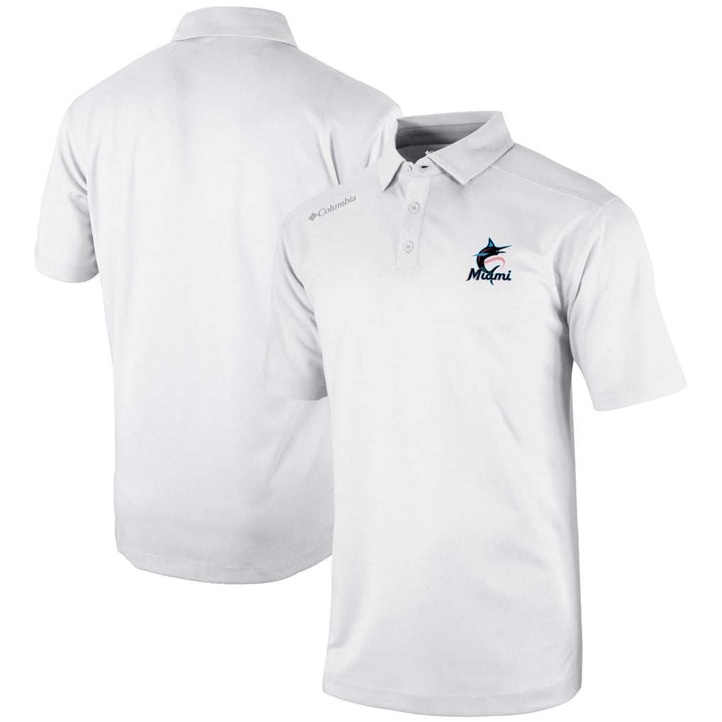 Miami Marlins Columbia Omni-Wick Shotgun Polo - White