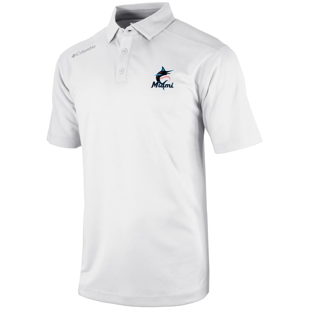 Miami Marlins Columbia Omni-Wick Shotgun Polo - White
