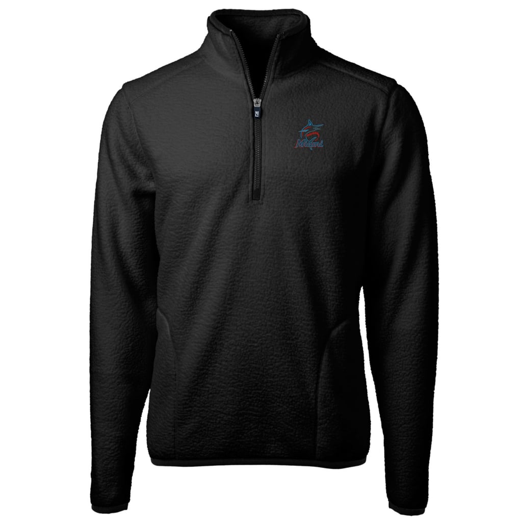 Miami Marlins Cutter & Buck Big & Tall Cascade Eco Sherpa Fleece Quarter-Zip Pullover Jacket - Black