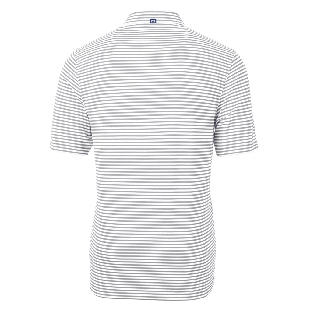 Miami Marlins Cutter & Buck Virtue Eco Pique Stripe Recycled Polo - Gray