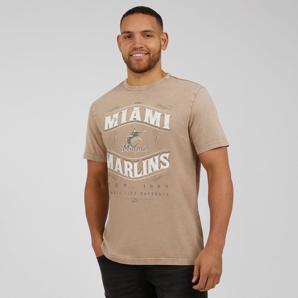 Miami Marlins Darius Rucker Collection by Fanatics Sunfaded T-Shirt - Tan