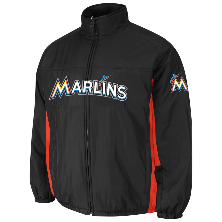 Men's Miami Marlins Majestic Black On-Field Triple Climate 3-In-1 Jacket