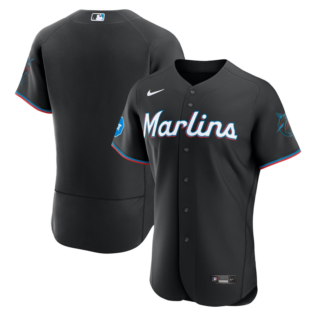 Miami Marlins Nike Alternate Sponsor Patch Authentic Jersey - Black